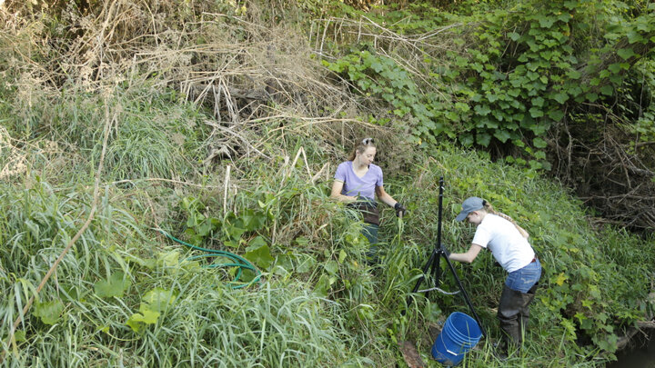 Brittany Decker, an agronomist, and Jessica Knox, an engineer, collaborated on an erosion project near a stream and agricultural field in Nebraska while in the NRT as master's students. When returning November 9, 2022, to the NRT to speak on a panel about their current work with the Natural Resources Conservation Service, they said such collaborations aided them in landing and carrying out their jobs.