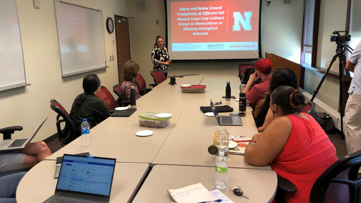  Farmers may not think about radishes, peas, triticale, collards, camelina, rapeseed or hairy vetch as cover crops, but NRT master’s student Bridget McKinley does.