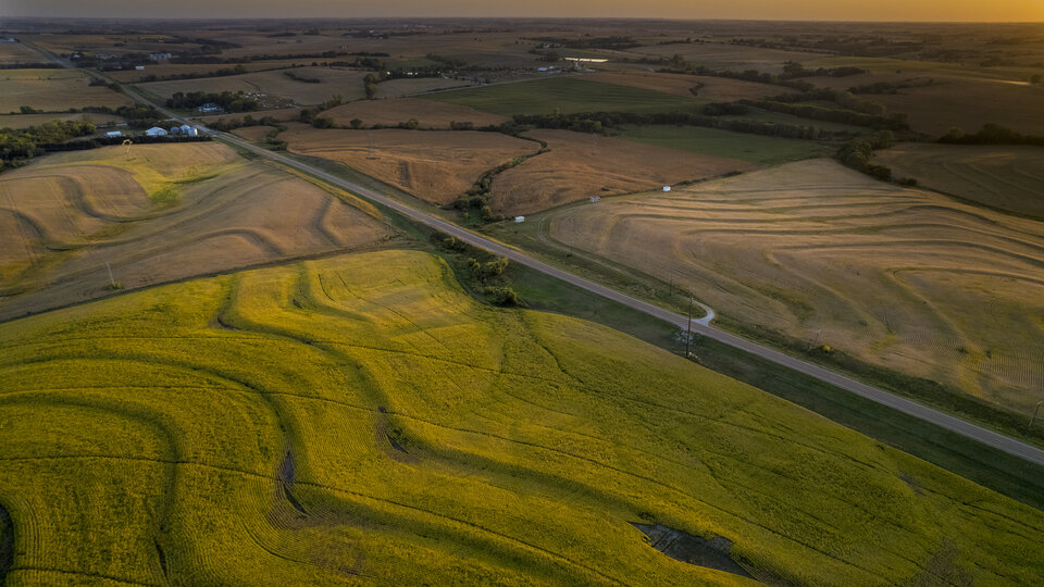 aerial view of a diverse agricultural landscape